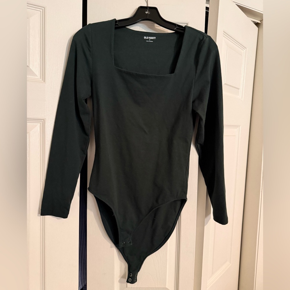 Old Navy Olive Green Long Sleeve Square Neck Bodysuit